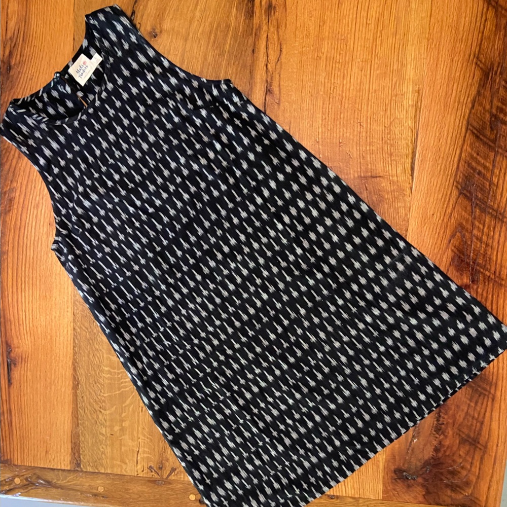 Mata Traders 100% Cotton Black and Ivory Sleeveless Dress, Size Small